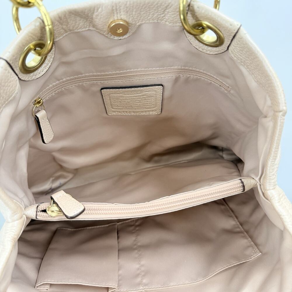 COACH PENELOPE Champagne Pebbled Leather Buckle Tote Shoulder Handbag F-18890 - Picture 5 of 13